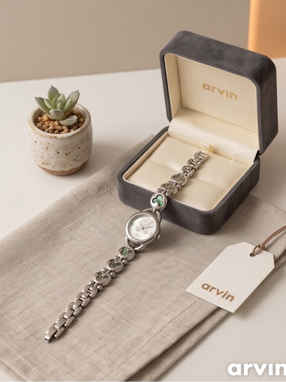 Disney Silver-tone Mickey Mouse Bracelet Watch with Logo Accents - Picture 2 of 5